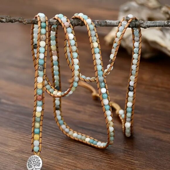 New Bohemian Natural Stone Beaded Layering Bracelet - Picture 2 of 2